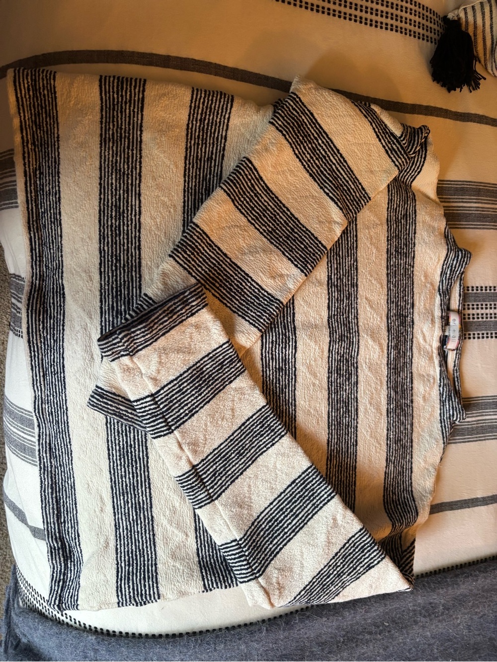 Striped Cream and Black Lightweight Women's Sweater